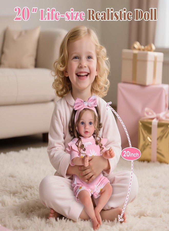 BABESIDE Reborn Baby Dolls, 20Inch Soft Cloth Body Realistic Baby Doll w/Rooted Hair and Open Eye Reborn Toddler Doll for Girls Real Life Baby Dolls Perfect for Kids Ages 3+, Playtime and Collection - Image 2